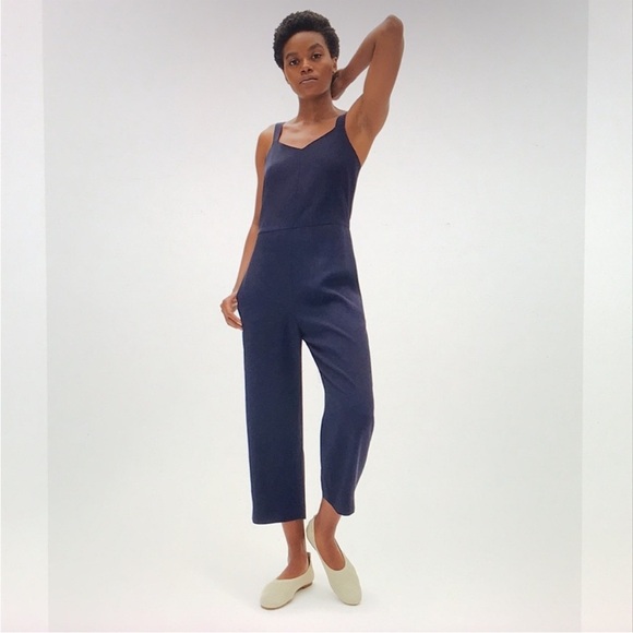 NWT Everlane Japanese GoWeave Slip Jumpsuit Navy - Picture 1 of 9